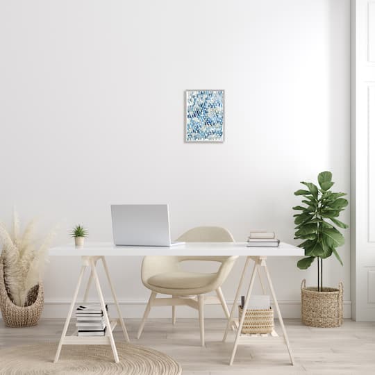 Stupell Industries Coastal Tile Abstract Soft Blue Beige Shapes in Frame Wall Art